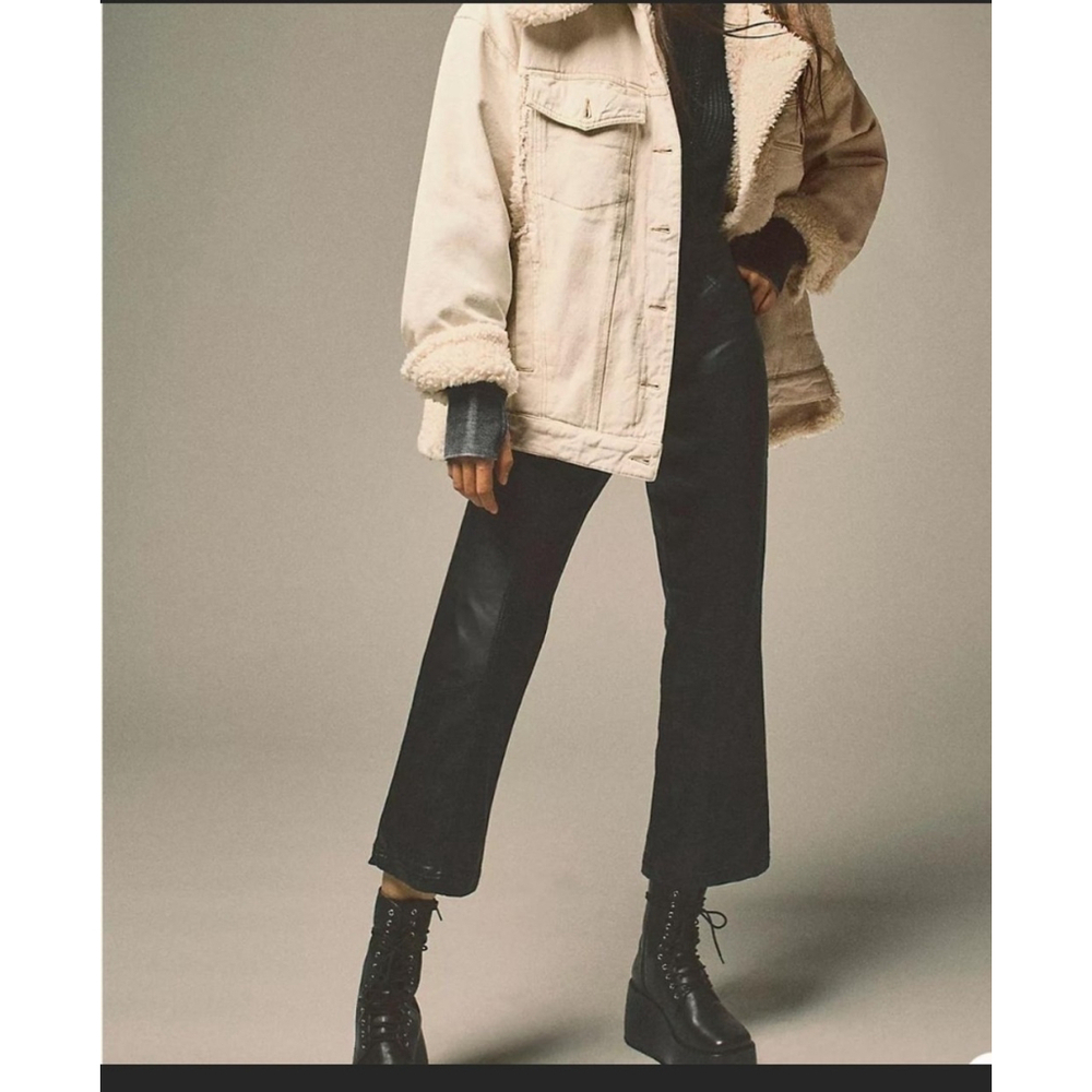 NEW $128 Free People We The Free Black Faux Leather Pants Size 0